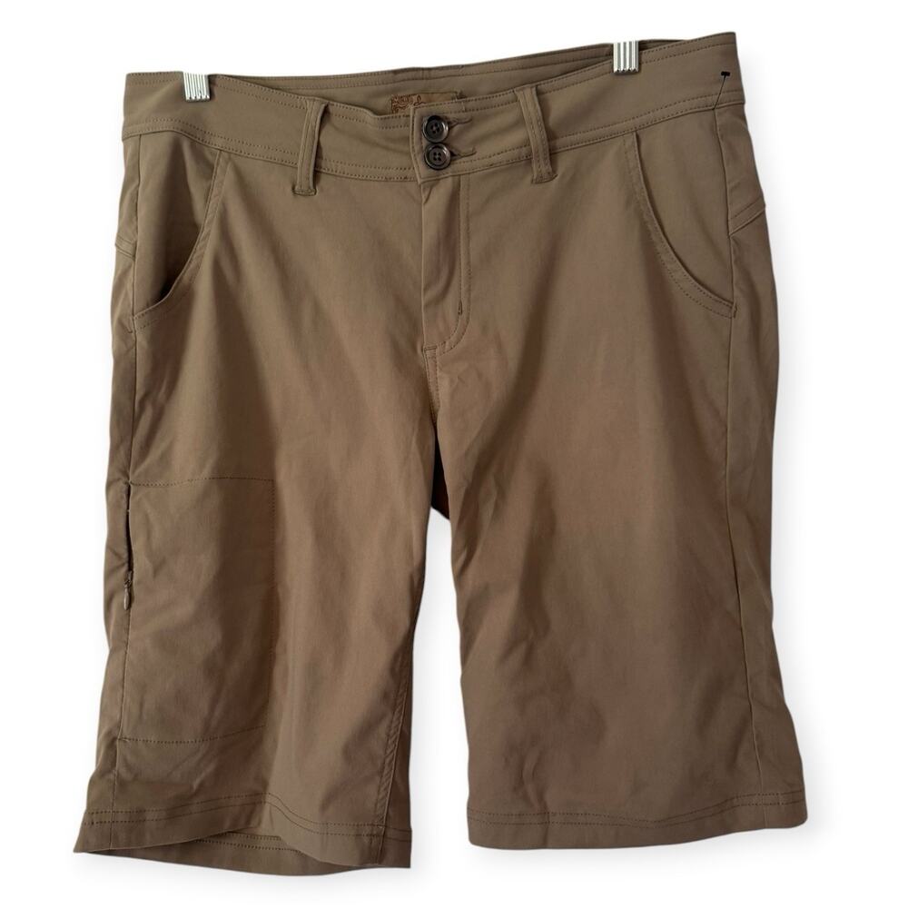 NWT Prana Halle Mid Rise Relaxed Fit Shorts Dark Khaki Size 10